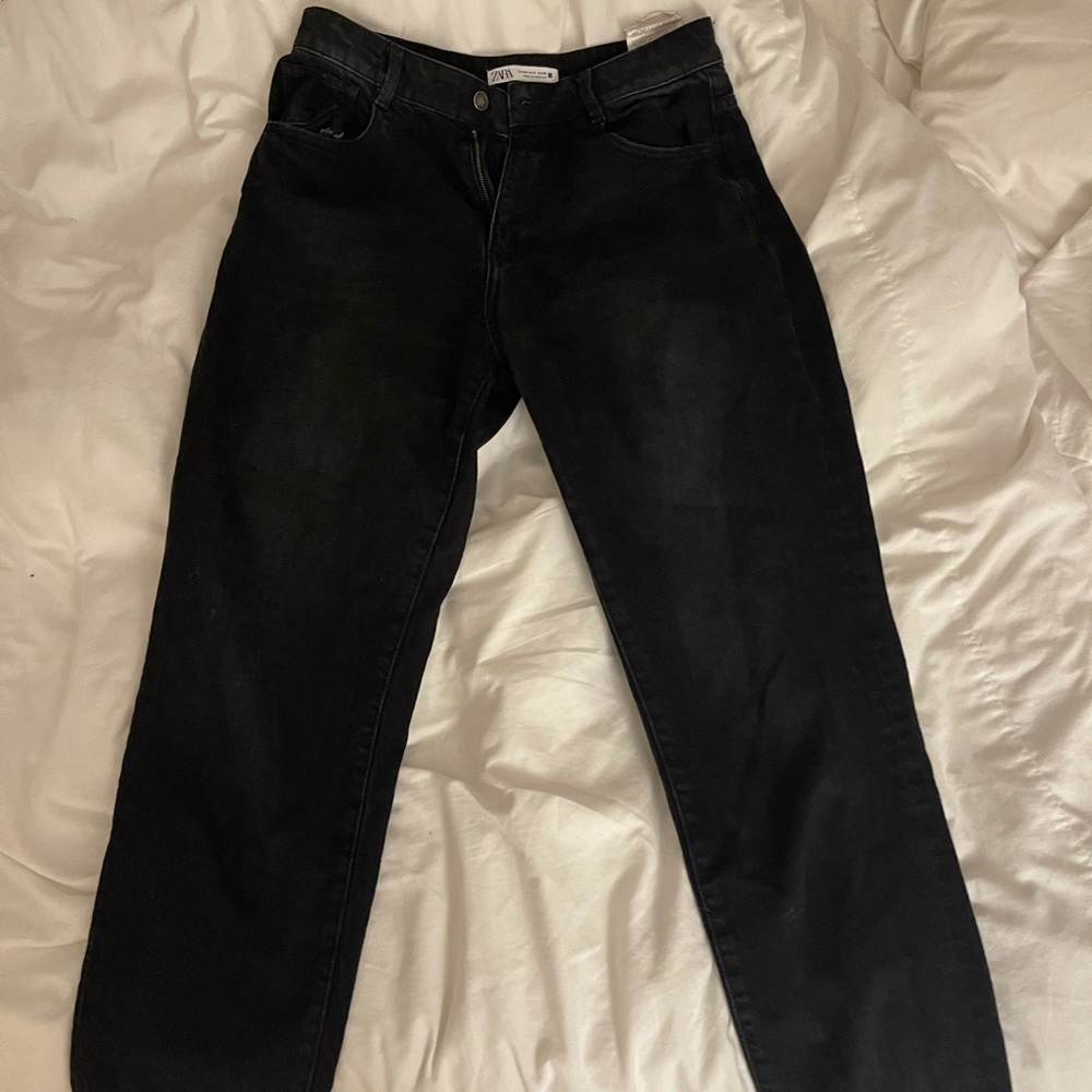 Black Zara Boyfriend High Rise Jeans